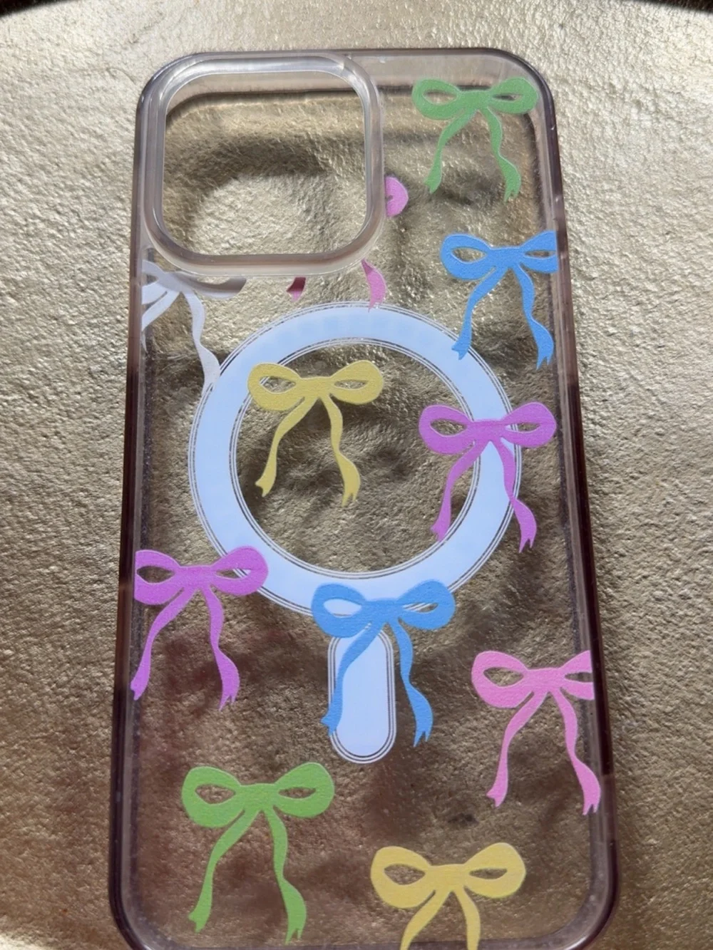 Clear iPhone Case with Colorful Bow Accents
